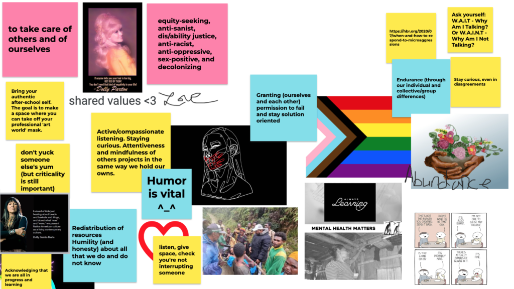 Jamboard of the Cyber Fellows Shared Values