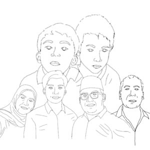 Ibu Quodar's final design of her family. It features six figures